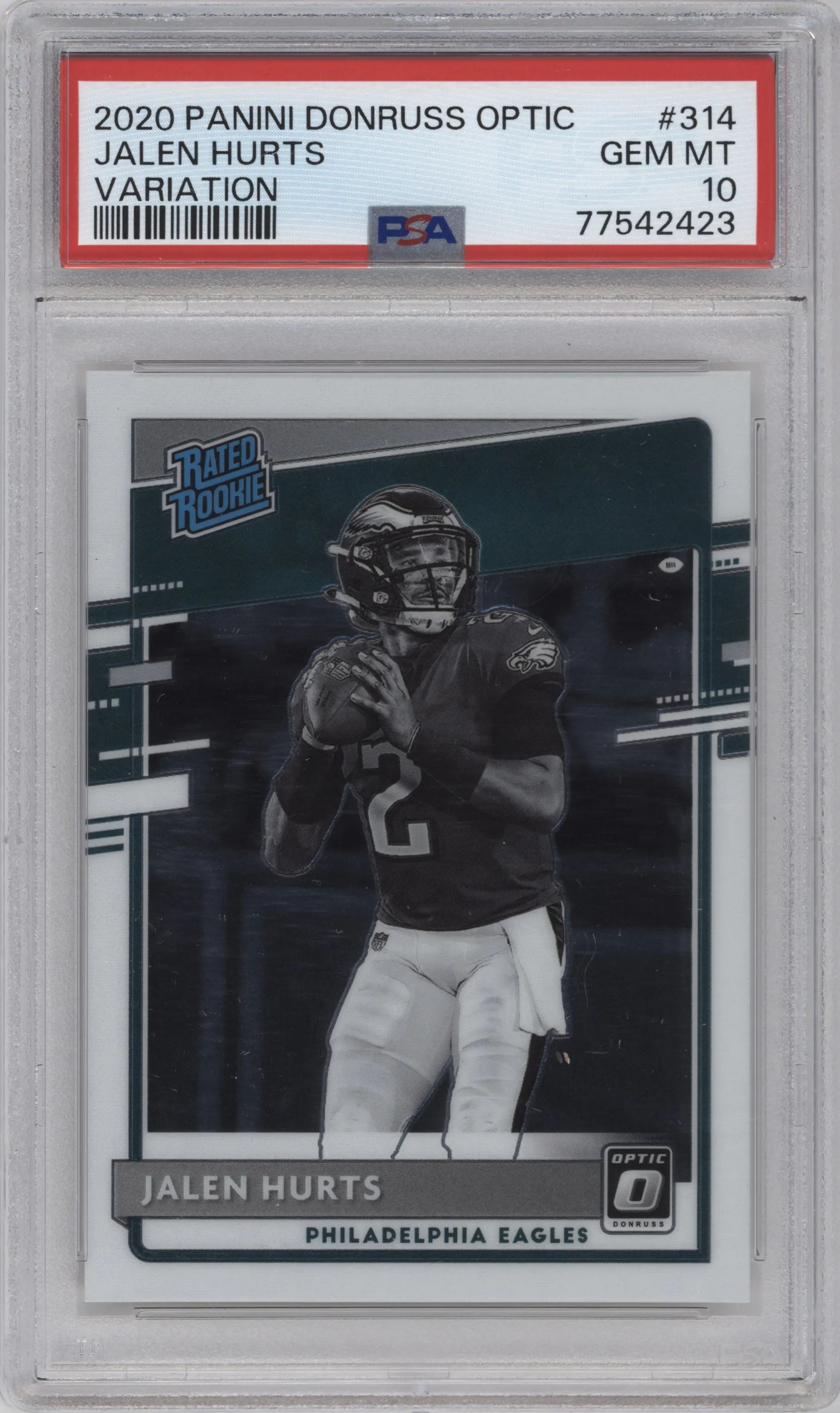 2020 Panini Donruss Optic Rtd.Rke.Variation Jalen Hurts #314 PSA 10