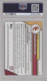Caleb Williams from the 2023 Bowman Chrome University set featuring a  Fuschia Mini-Diamond Refractor parallel graded by PSA and given an overall grade of 9.