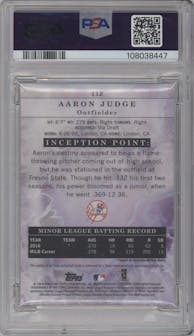 Aaron Judge from the 2017 Topps Inception set featuring a Orange parallel graded by PSA and given an overall grade of 10.