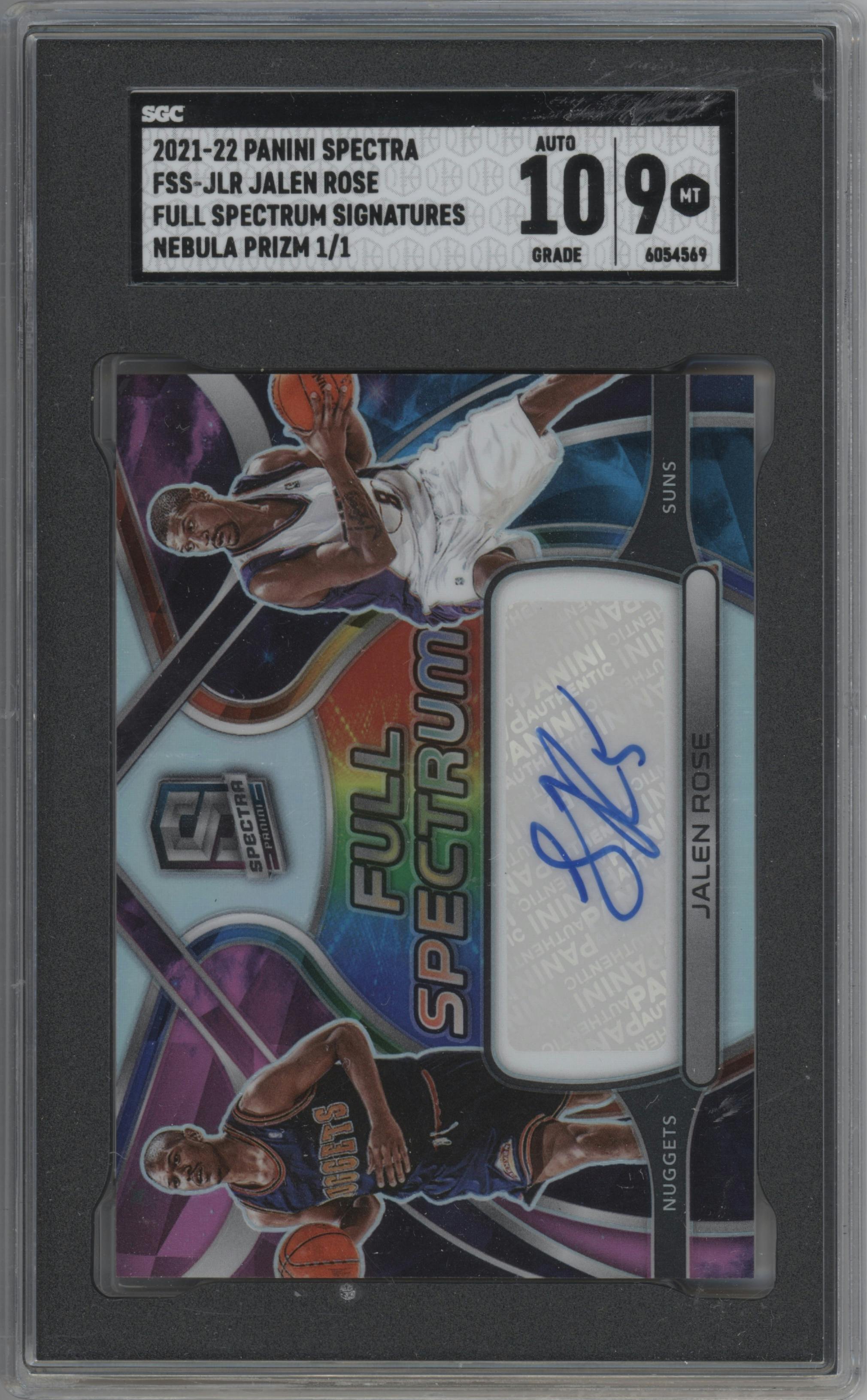 Jalen Rose from the 2021-22 Panini Spectra set featuring a Nebula parallel graded by SGC and given an overall grade of 9.