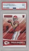 Patrick Mahomes II from the 2017 Panini Rookies & Stars set graded by PSA and given an overall grade of 9.