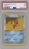 Staryu from the 1999 Pokemon set graded by PSA and given an overall grade of 7.