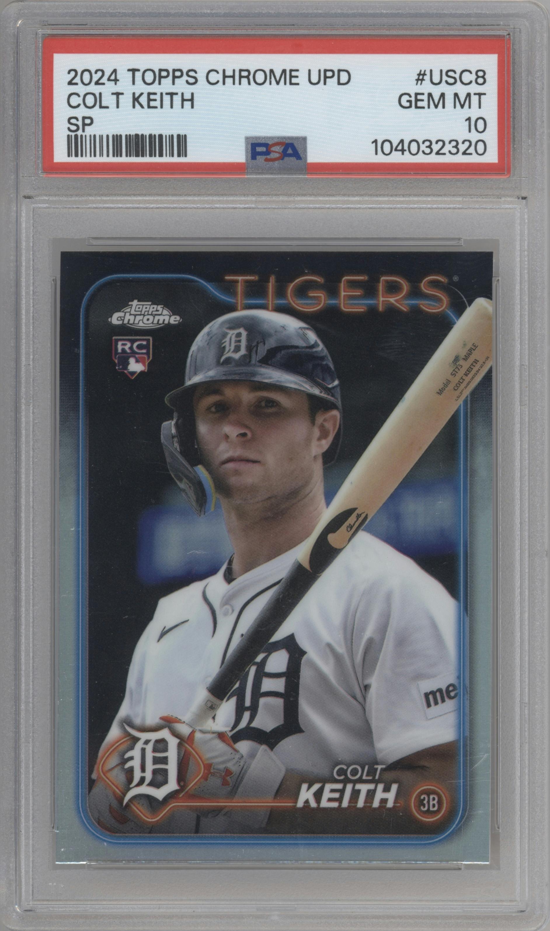 Colt Keith  from the 2024 Topps Chrome Update set graded by PSA and given an overall grade of 10.