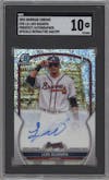 Luis Guanipa from the 2023 Bowman Chrome set featuring a Speckle Refractor parallel graded by SGC and given an overall grade of 10.