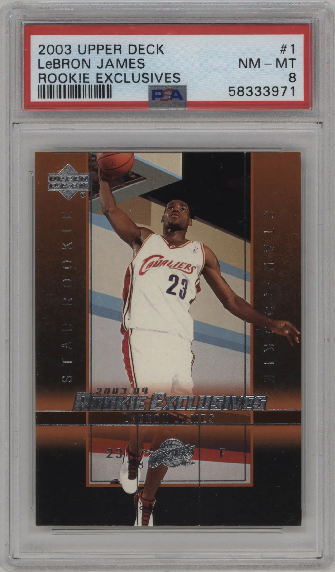 2003 Upper Deck Rookie Exclusives LeBron James #1 PSA 8