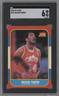 Melvin Turpin from the 1986-87 Fleer set graded by SGC and given an overall grade of 6.