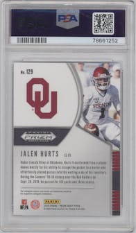 Jalen Hurts from the 2020 Panini Prizm Draft Picks set graded by PSA and given an overall grade of 10.