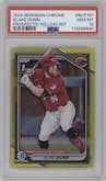 Blake Dunn from the 2024 Bowman Chrome set featuring a Yellow Refractor parallel graded by PSA and given an overall grade of 10.