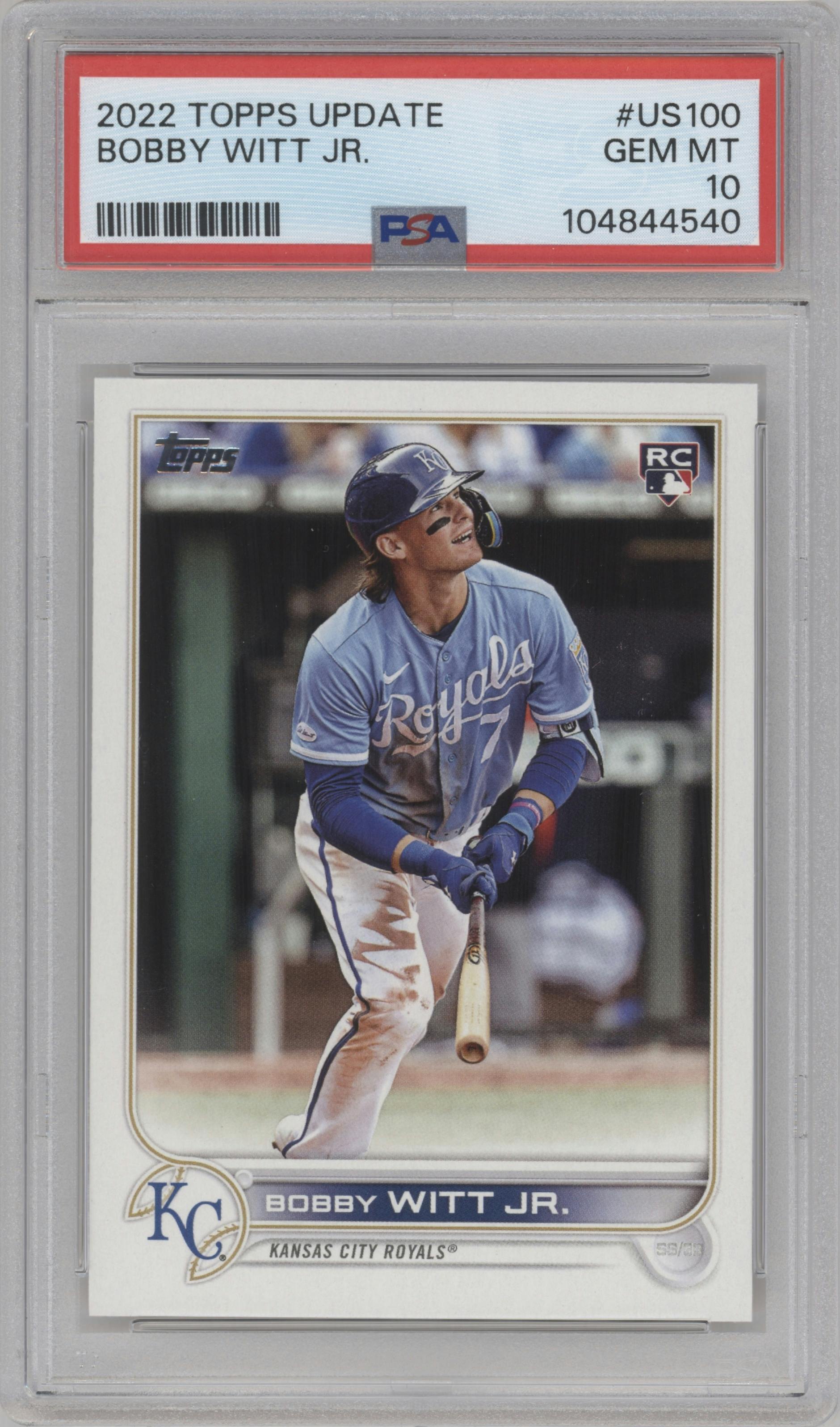 Bobby Witt Jr. from the 2022 Topps Update  set graded by PSA and given an overall grade of 10.