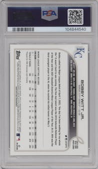 Bobby Witt Jr. from the 2022 Topps Update  set graded by PSA and given an overall grade of 10.
