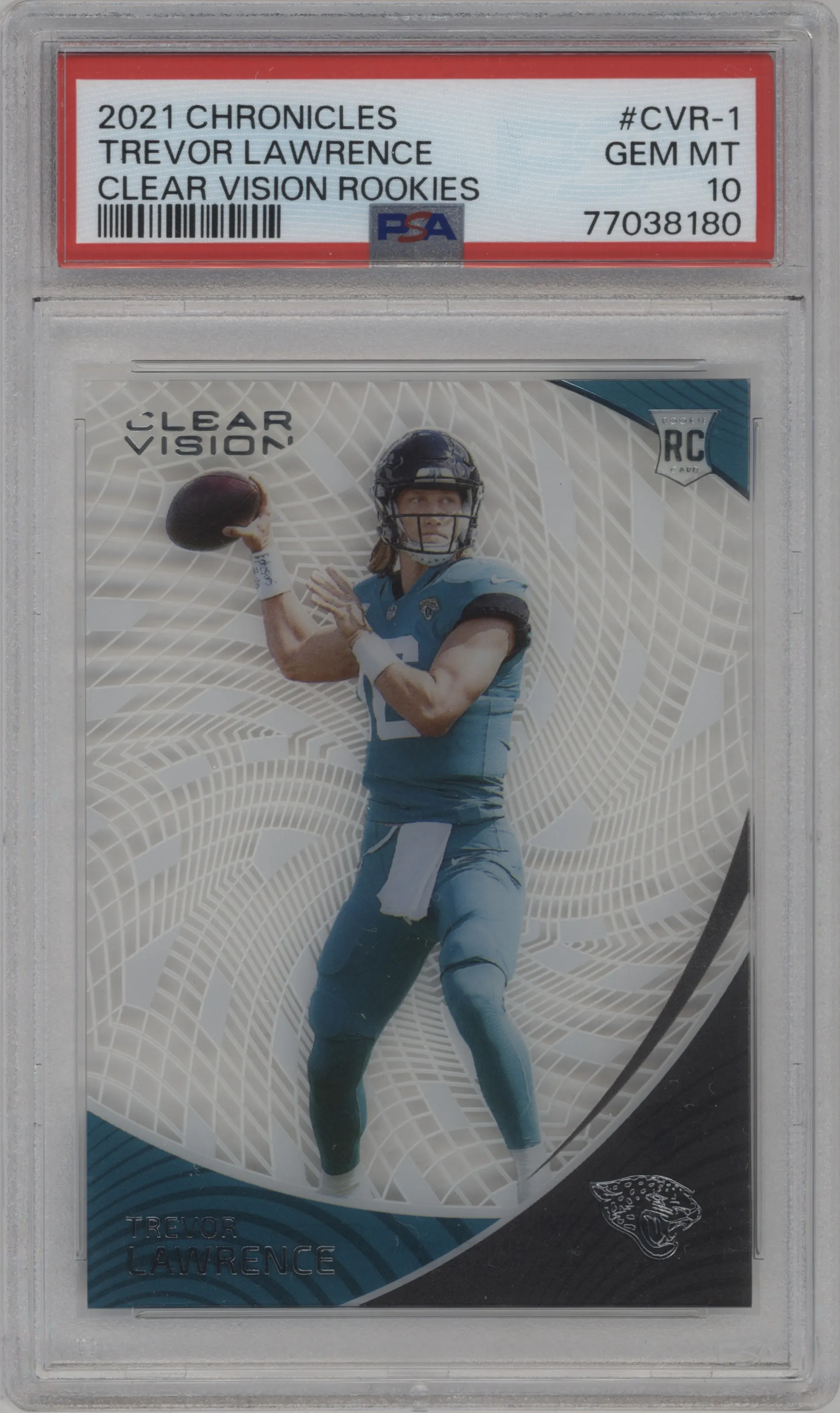 2021 Panini Chronicles Clear Vision Rke. Trevor Lawrence #CVR-1 PSA 10