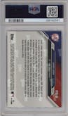 Aaron Judge from the 2024-25 Topps Now Off-Season set graded by PSA and given an overall grade of 10.