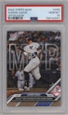 Aaron Judge from the 2024-25 Topps Now Off-Season set graded by PSA and given an overall grade of 10.