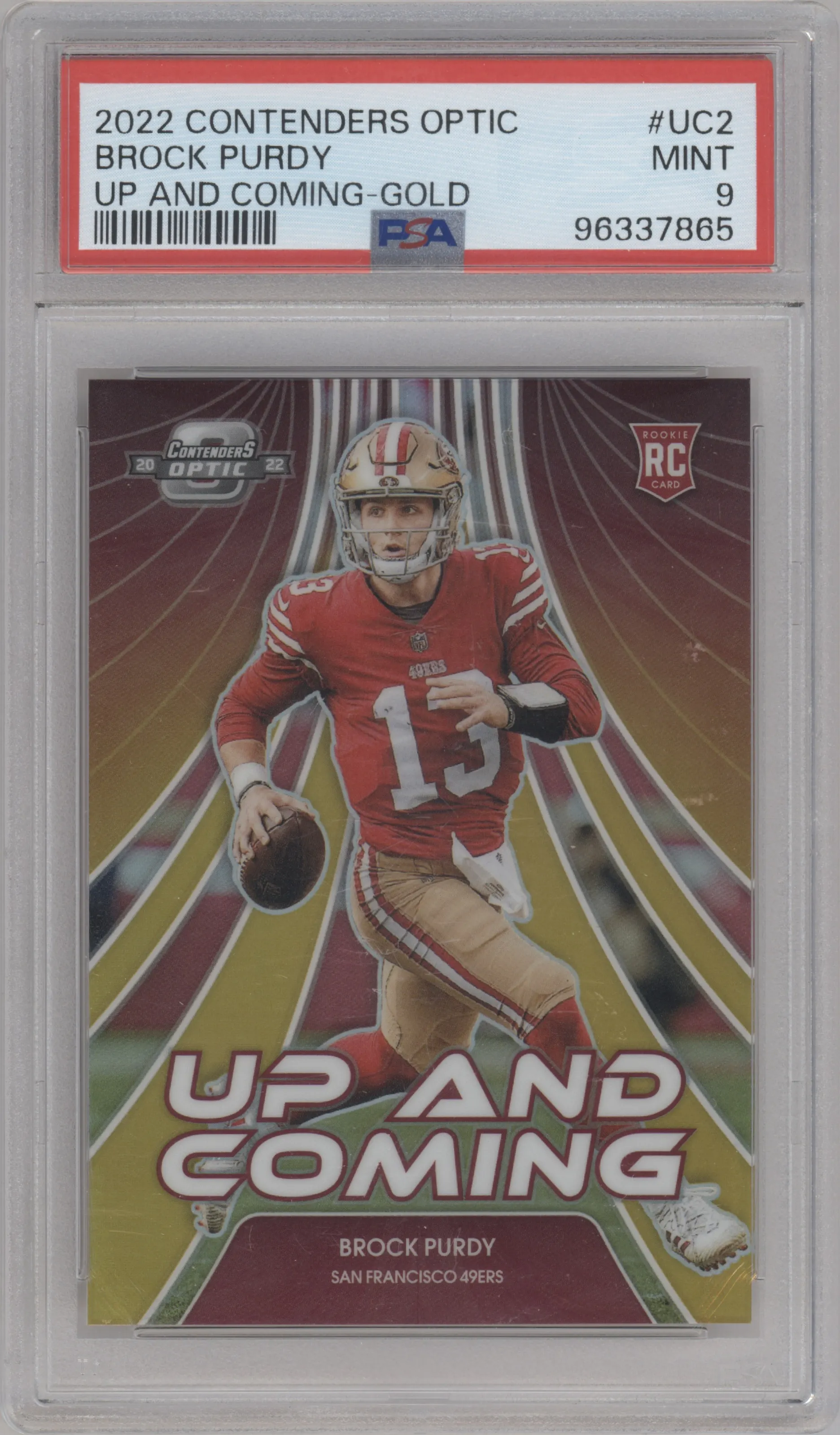 2022 Panini Contenders Optic Up And Coming Brock Purdy Gold #UC-2 PSA 9