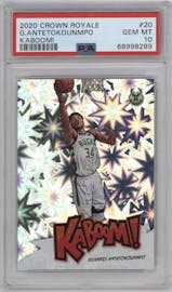Giannis Antetokounmpo from the 2020-21 Panini Crown Royale set graded by PSA and given an overall grade of 10.