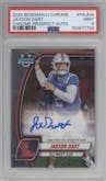 Jaxson Dart from the 2024 Bowman University Chrome set graded by PSA and given an overall grade of 9.