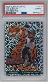 Joe Burrow from the 2021 Panini Donruss Optic set graded by PSA and given an overall grade of 10.