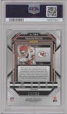 Travis Kelce from the 2022 Panini Prizm set featuring a Purple Ice parallel graded by PSA and given an overall grade of 10.