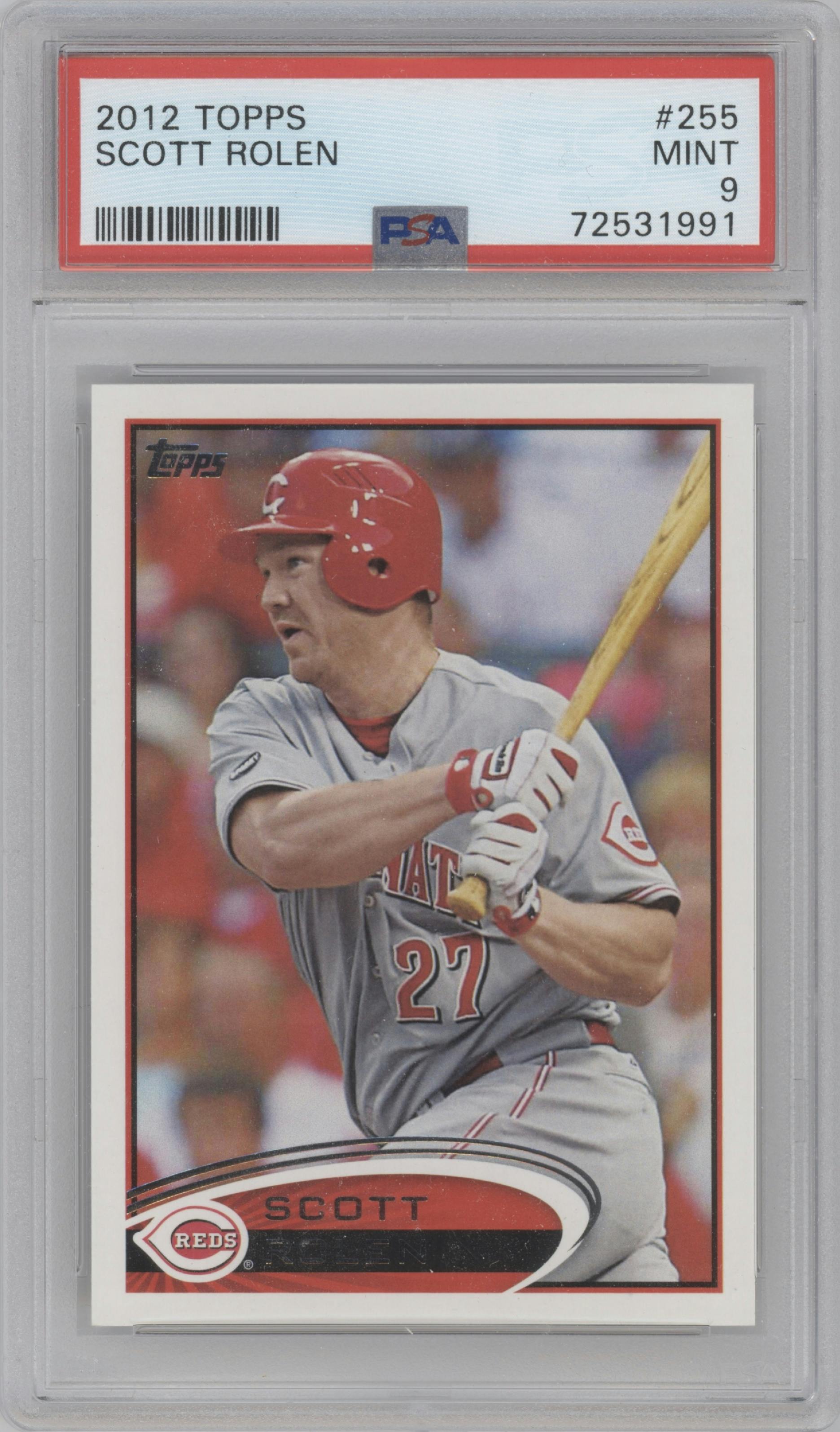 Scott Rolen from the 2012 Topps Mini set graded by PSA and given an overall grade of 9.