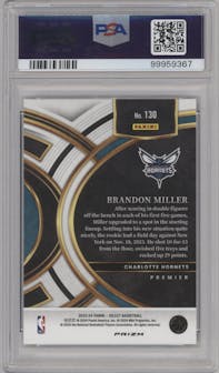 Brandon Miller from the 2023-24 Panini Select  set featuring a Tiger parallel graded by PSA and given an overall grade of 10.