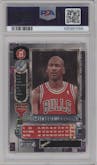 Michael Jordan from the 1997-98 Metal Universe set graded by PSA and given an overall grade of 7.