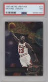 Michael Jordan from the 1997-98 Metal Universe set graded by PSA and given an overall grade of 7.