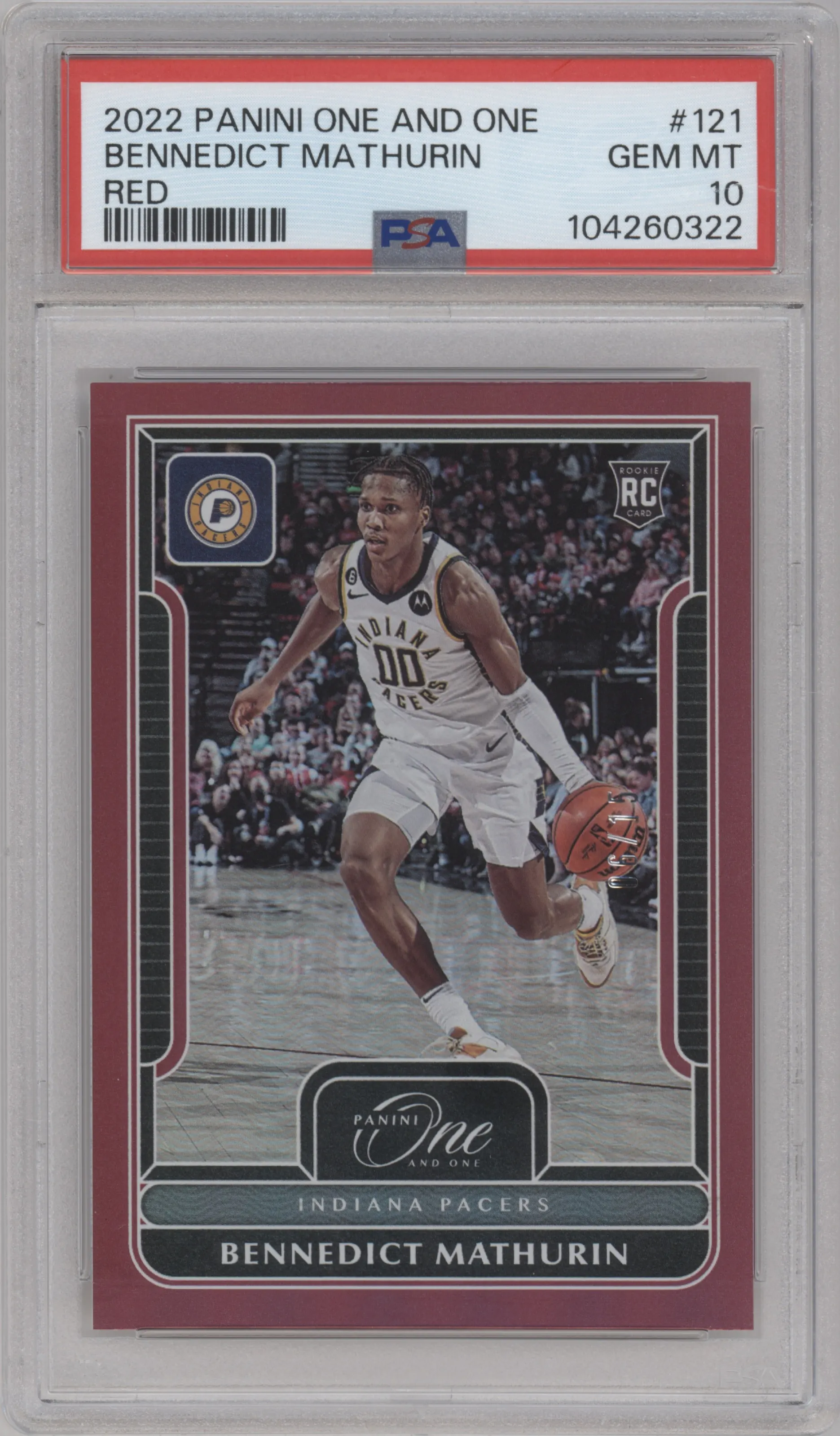 2022 Panini One and One Bennedict Mathurin Red PSA 10