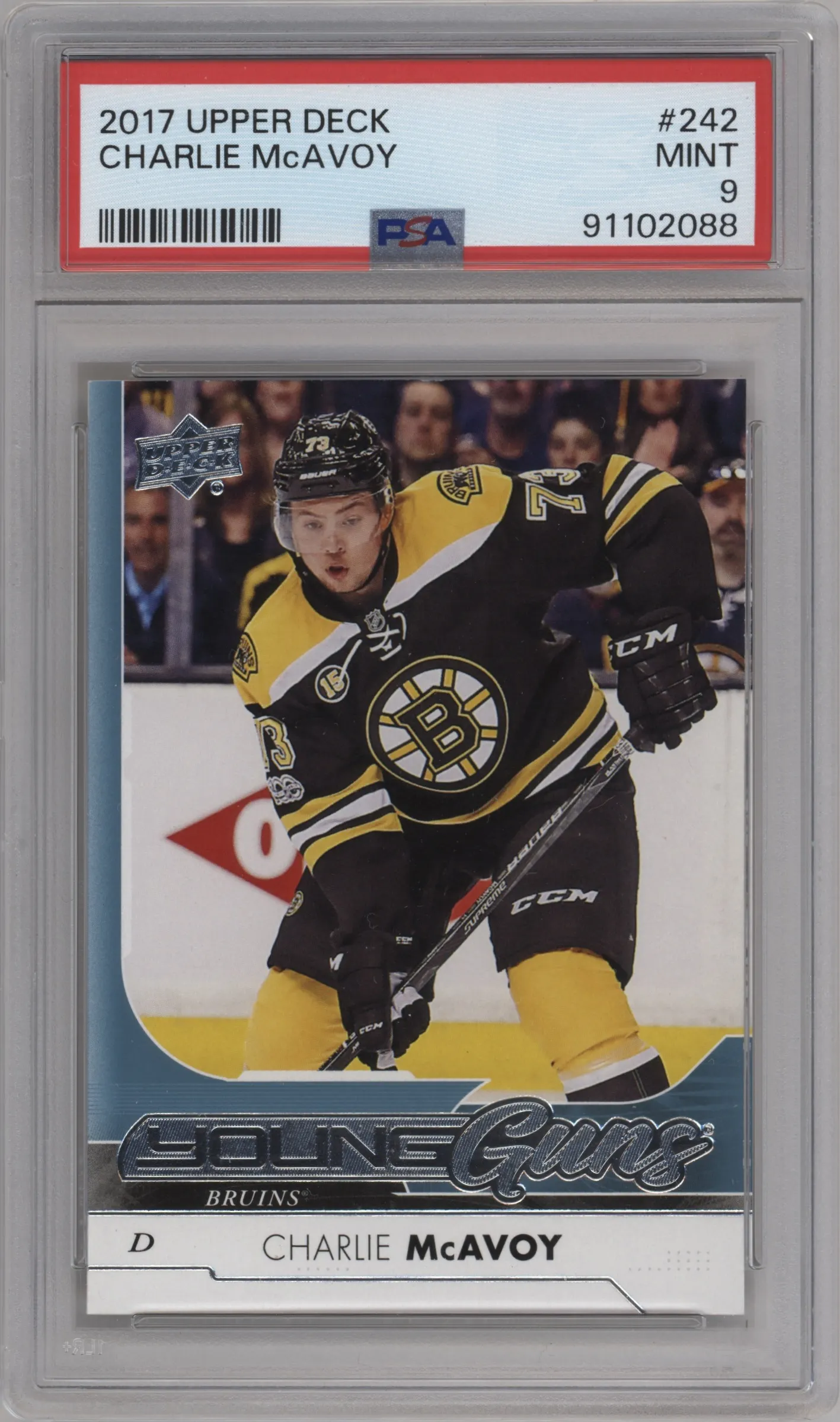 2017 Upper Deck Young Guns Charlie McAvoy #242 PSA 9