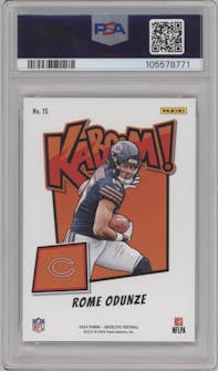 Rome Odunze from the 2024 Panini Absolute set graded by PSA and given an overall grade of 10.