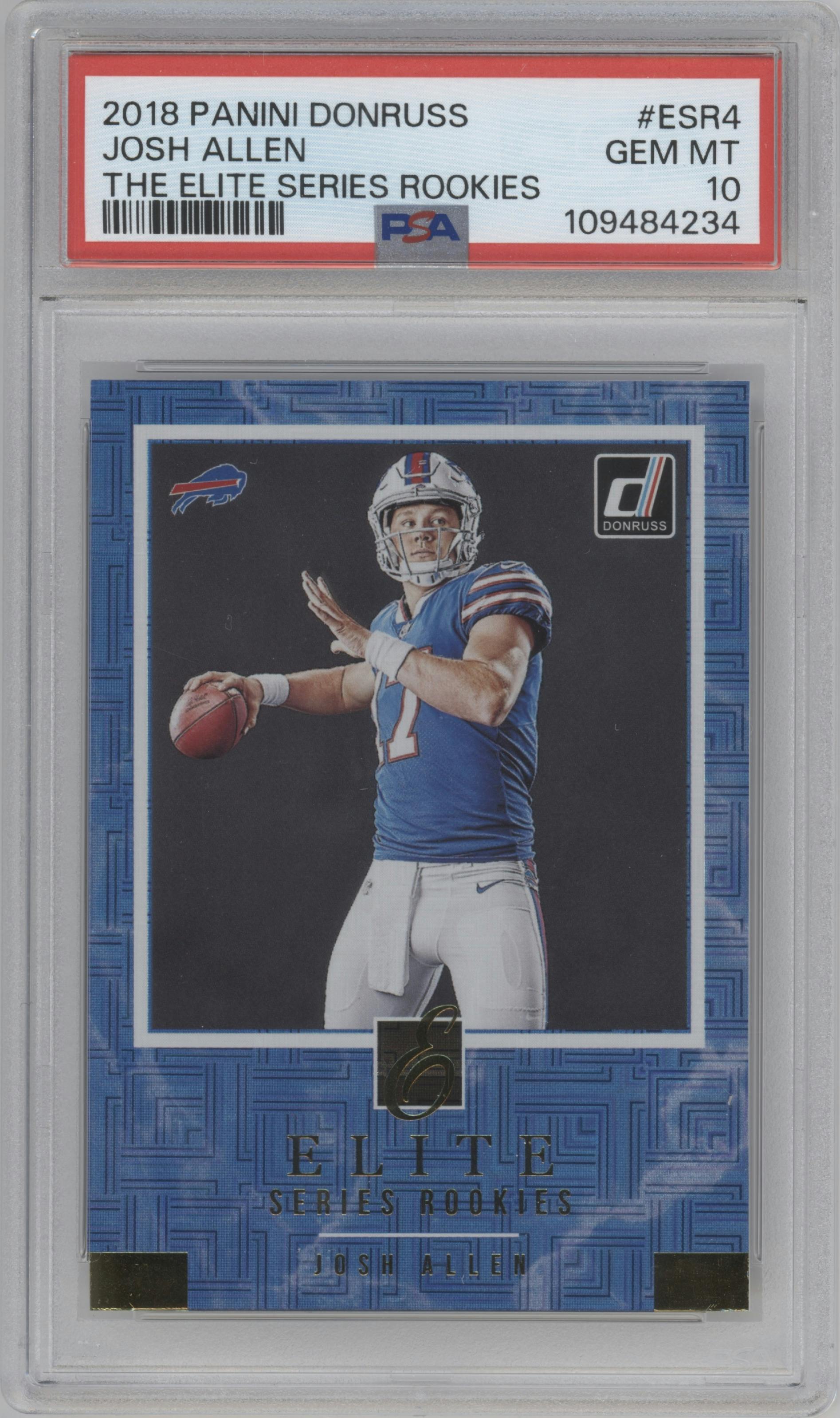 Josh Allen from the 2018 Panini Donruss set graded by PSA and given an overall grade of 10.