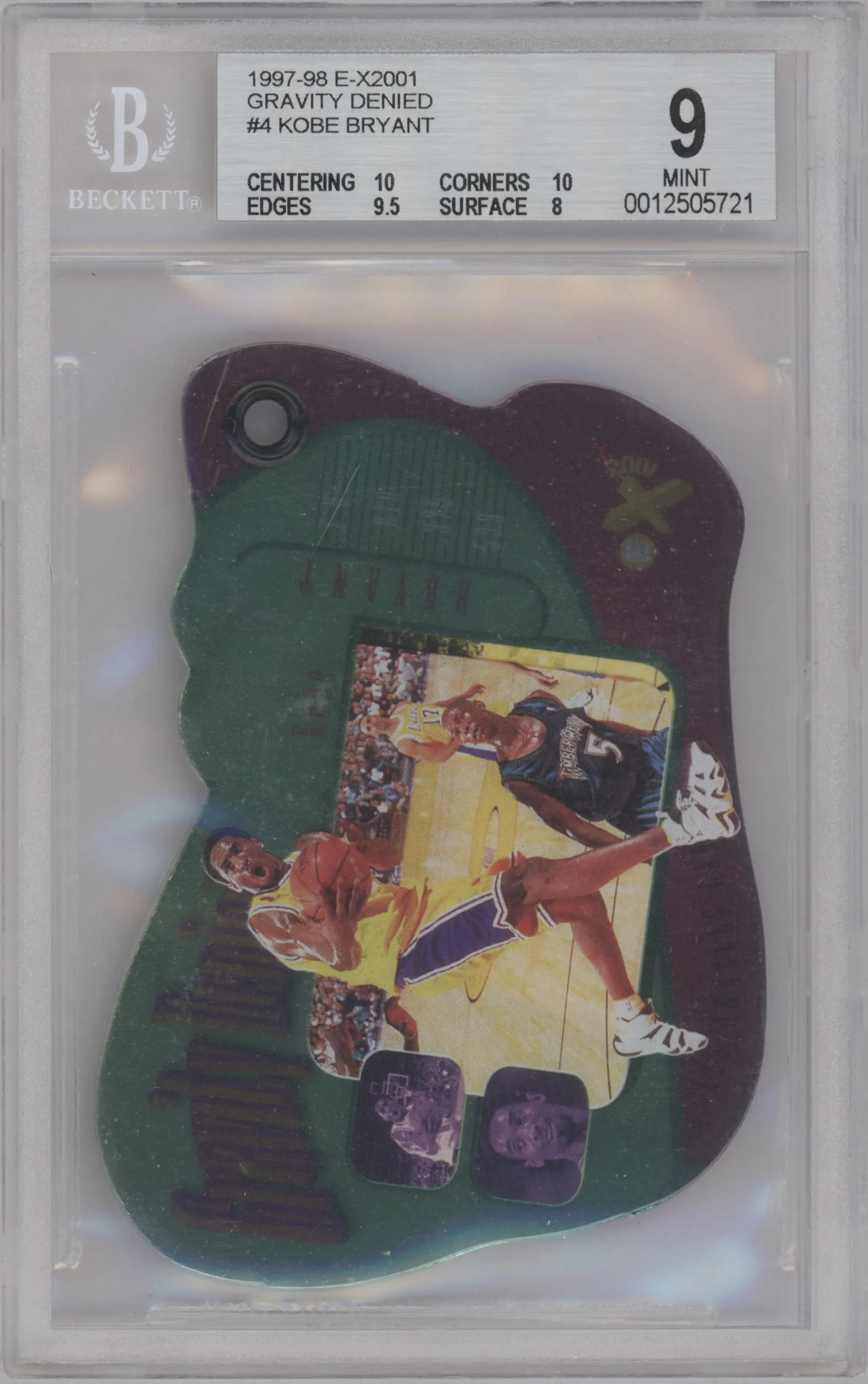 Kobe Bryant from the 1997-98 E-X2001 set graded by Beckett and given an overall grade of 9.