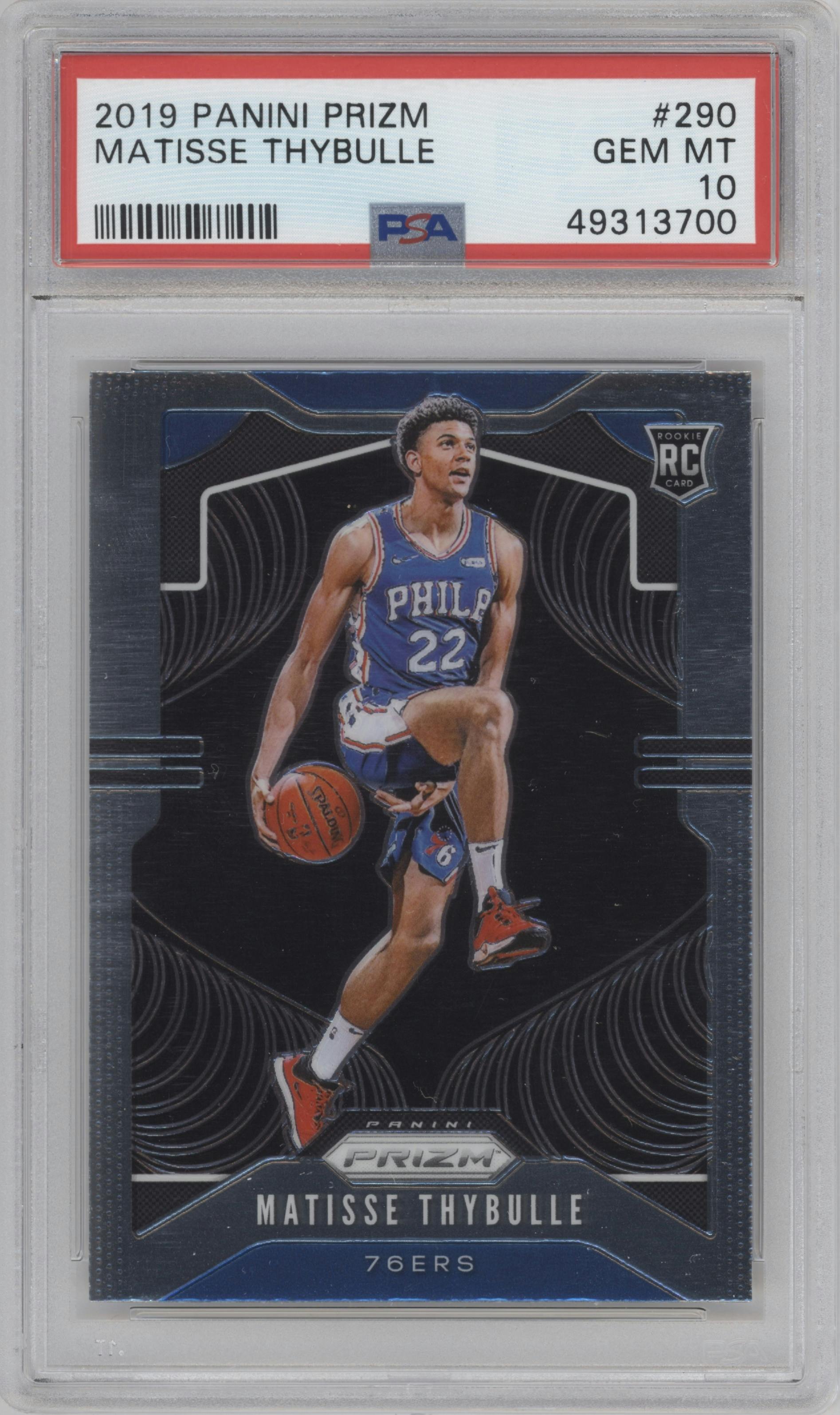 Matisse Thybulle from the 2019-20 Panini Prizm set graded by PSA and given an overall grade of 10.