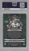 Joe Namath from the 2023 Panini Mosaic set featuring a Honeycomb parallel graded by PSA and given an overall grade of 9.