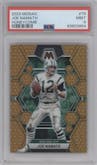 Joe Namath from the 2023 Panini Mosaic set featuring a Honeycomb parallel graded by PSA and given an overall grade of 9.