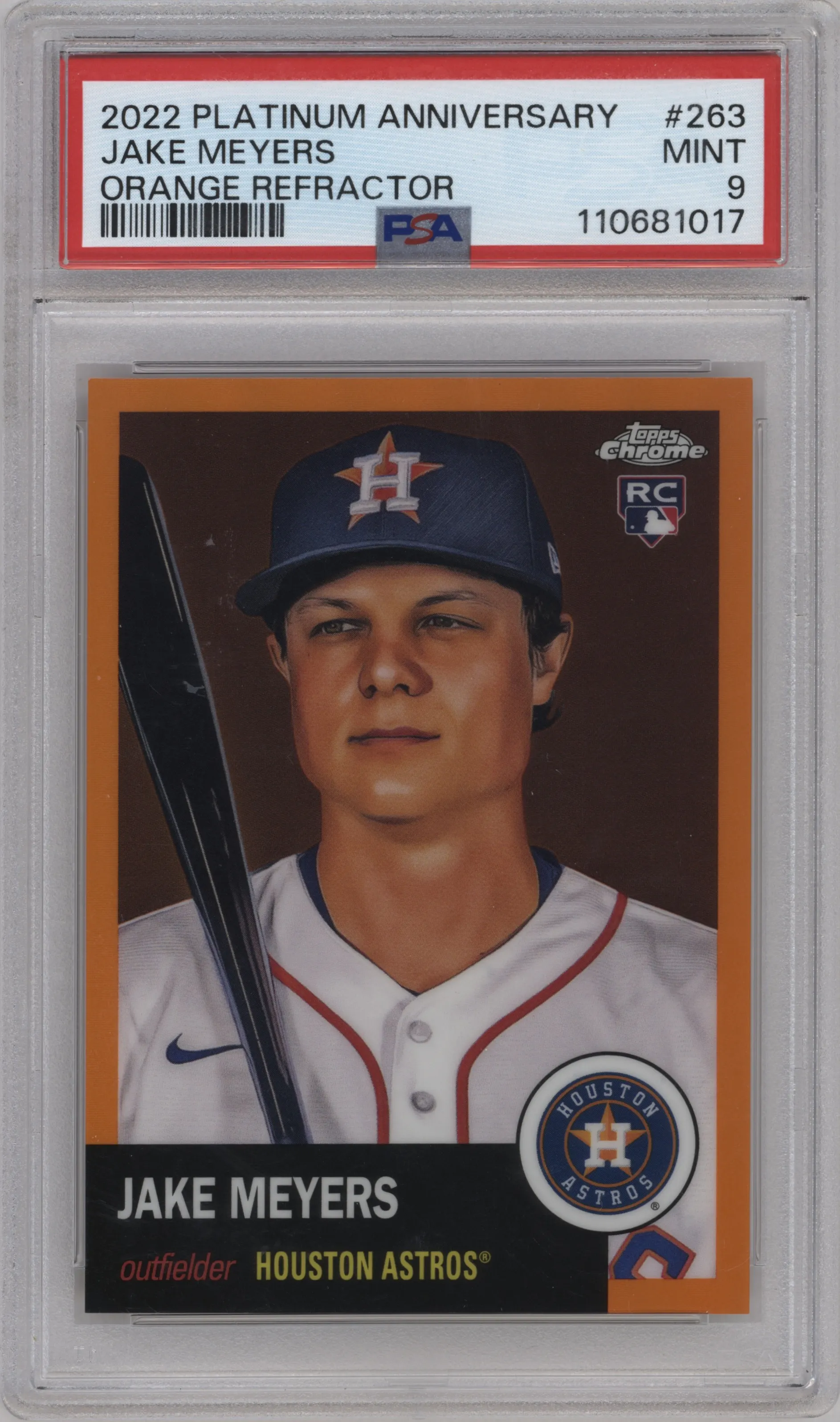 2022 Topps Chrome Platinum Anniversary Jake Meyers Orange Refractor #263 PSA 9