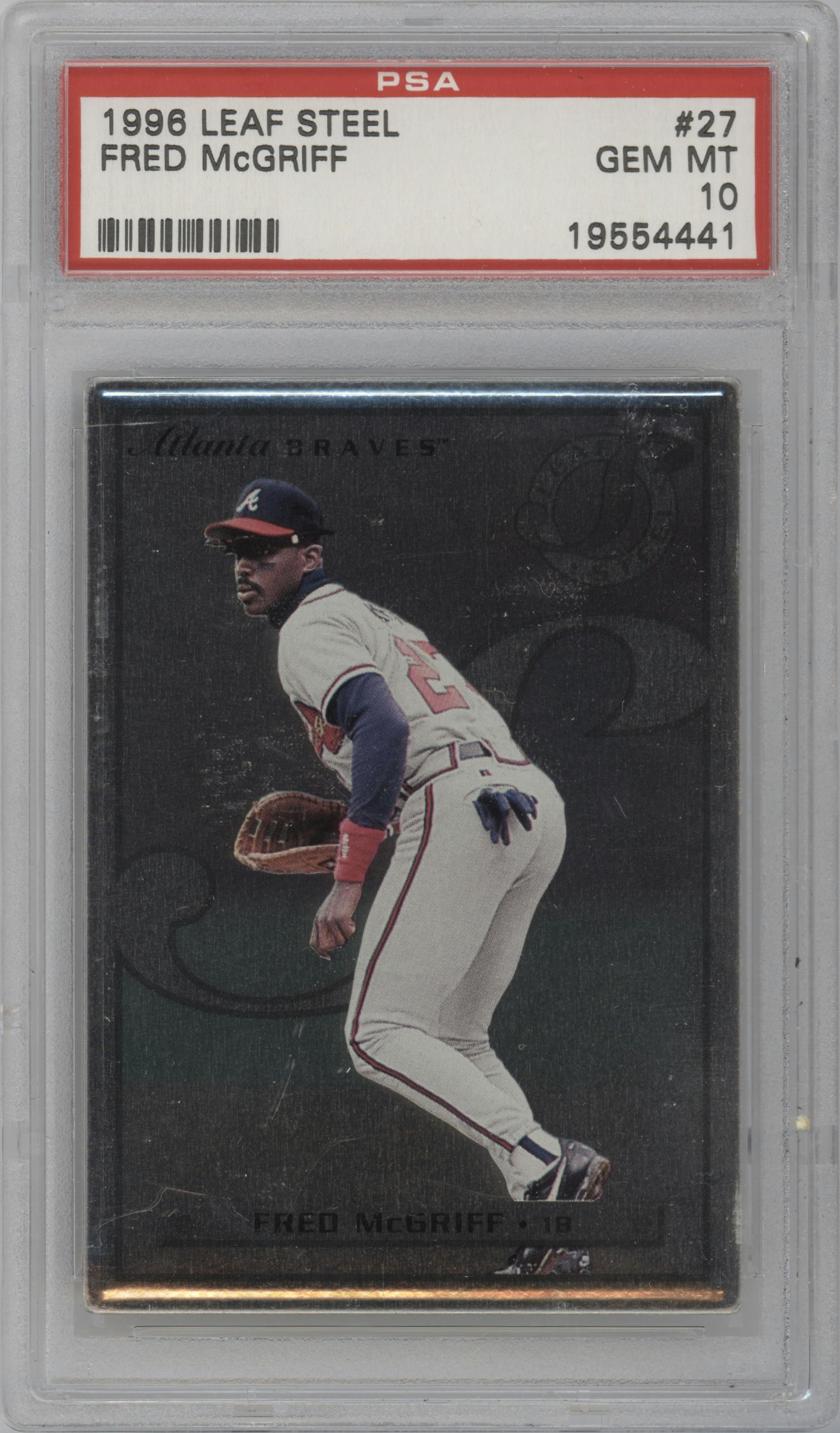 Fred McGriff from the 1996 Leaf Preferred set graded by PSA and given an overall grade of 10.