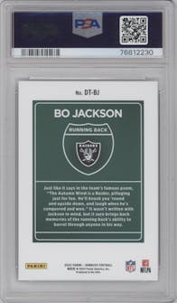 Bo Jackson from the 2022 Panini Donruss set graded by PSA and given an overall grade of 10.