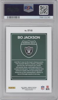 Bo Jackson from the 2022 Panini Donruss set graded by PSA and given an overall grade of 10.