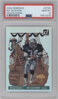 Bo Jackson from the 2022 Panini Donruss set graded by PSA and given an overall grade of 10.