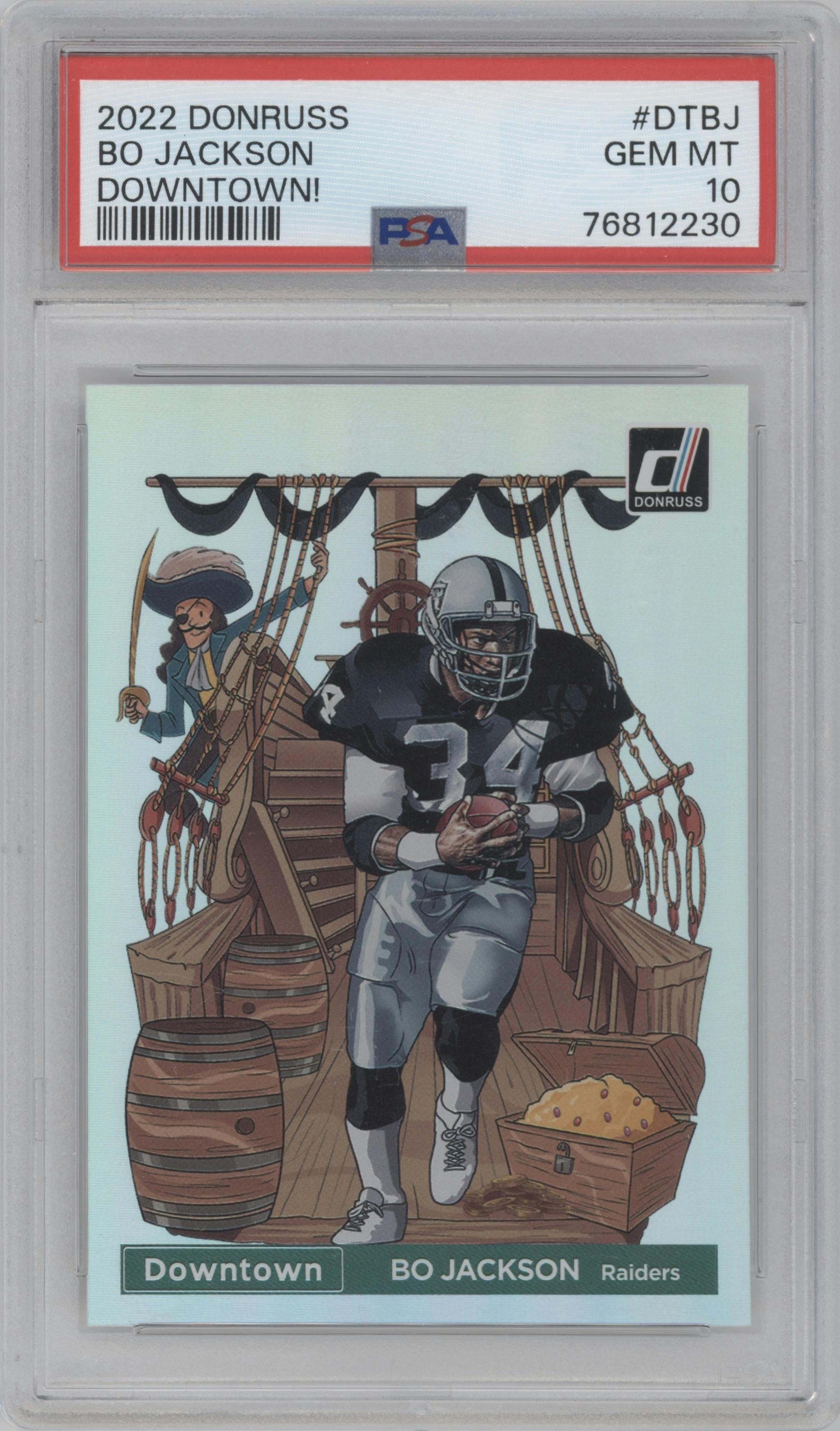 Bo Jackson from the 2022 Panini Donruss set graded by PSA and given an overall grade of 10.