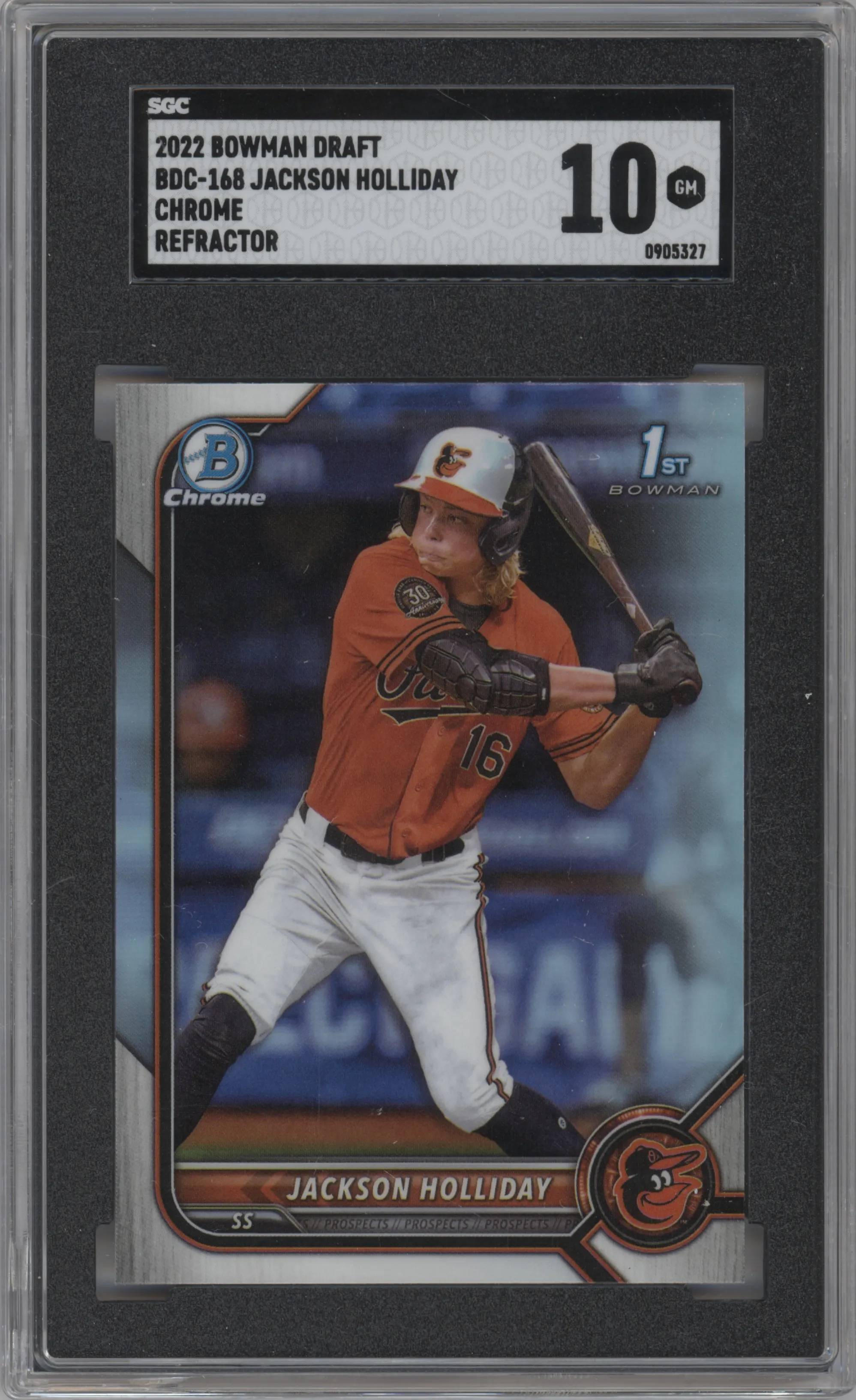 2022 Bowman Draft Chrome Jackson Holliday Refractor SGC 10
