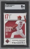Shohei Ohtani from the 2018 Panini Chronicles set graded by SGC and given an overall grade of 9.