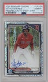 Starlyn Nunez from the 2024 Bowman Chrome set featuring a Speckle Refractor parallel graded by PSA and given an overall grade of 10.