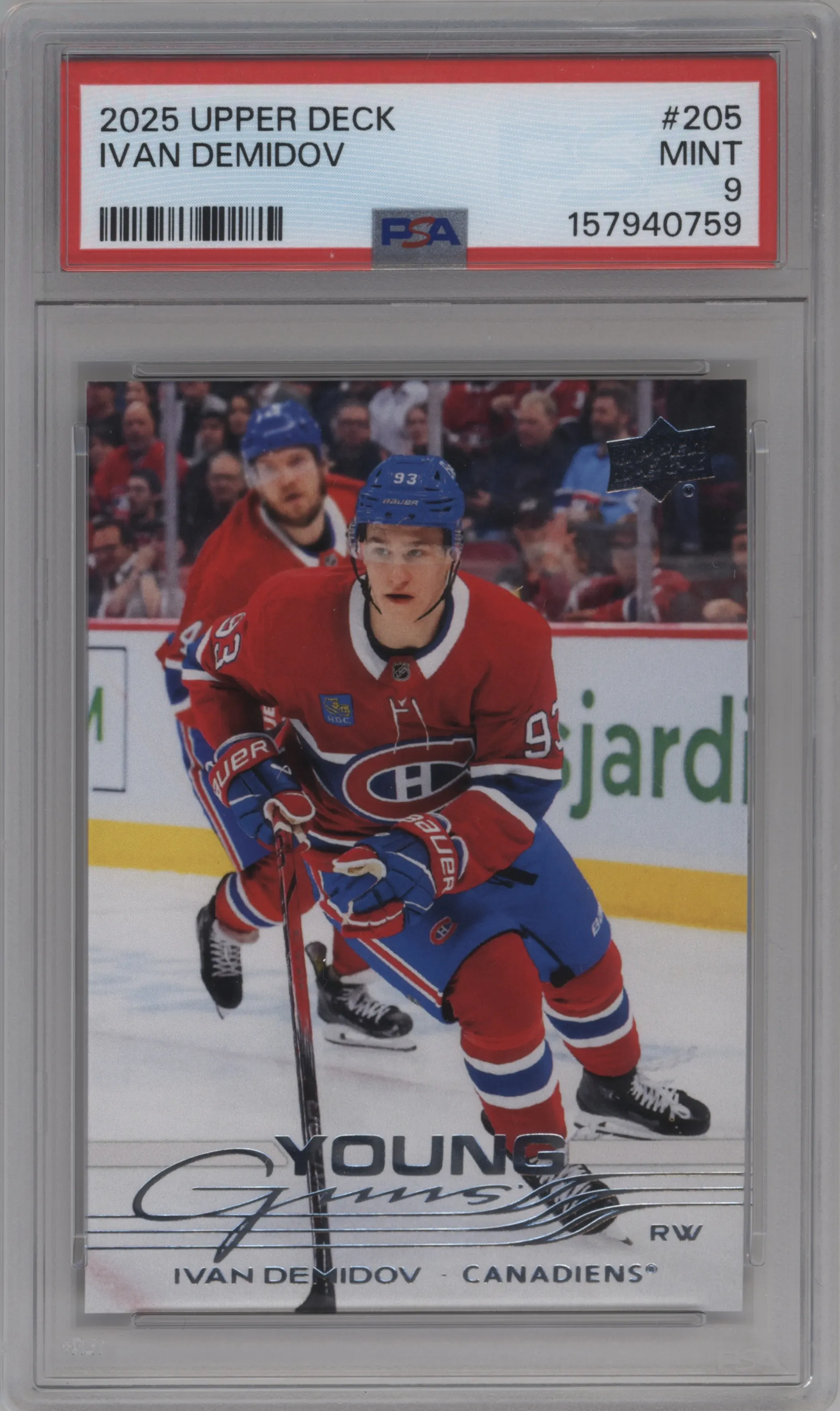 2025 Upper Deck Young Guns Ivan Demidov #205 PSA 9