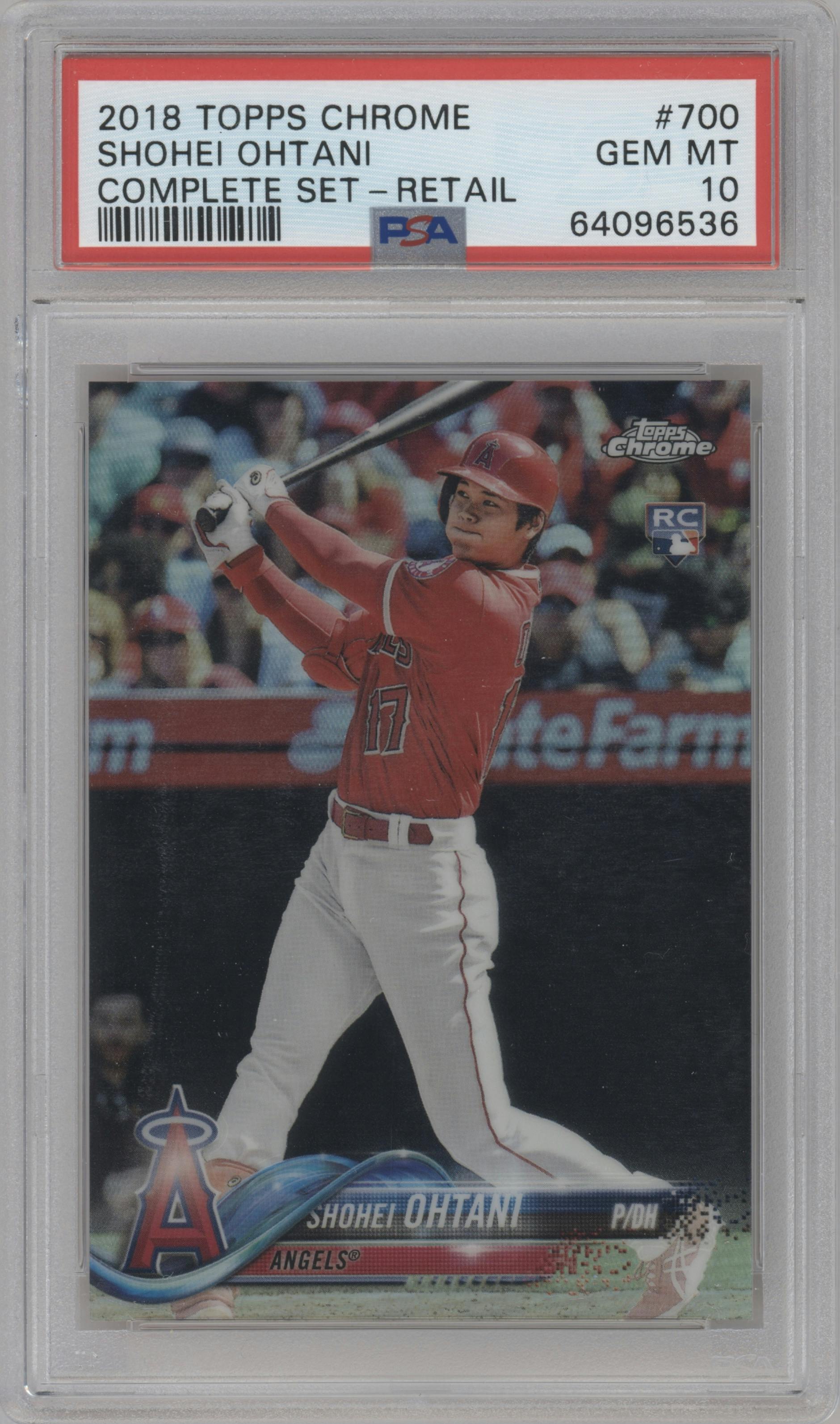 Shohei Ohtani from the 2018 Topps Chrome set graded by PSA and given an overall grade of 10.