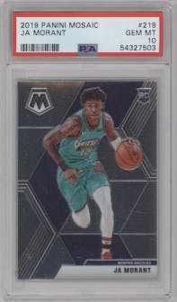 Ja Morant from the 2019-20 Panini Mosaic  set graded by PSA and given an overall grade of 10.