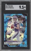 J.J. McCarthy from the 2024 Panini Prizm set featuring a Blue Ice parallel graded by SGC and given an overall grade of 9.5.