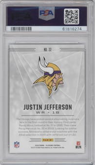 Justin Jefferson from the 2020 Panini Illusions set featuring a Retail parallel graded by PSA and given an overall grade of 10.