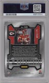 Patrick Mahomes II from the 2023 Panini Prizm set featuring a Purple Prizm parallel graded by PSA and given an overall grade of 10.