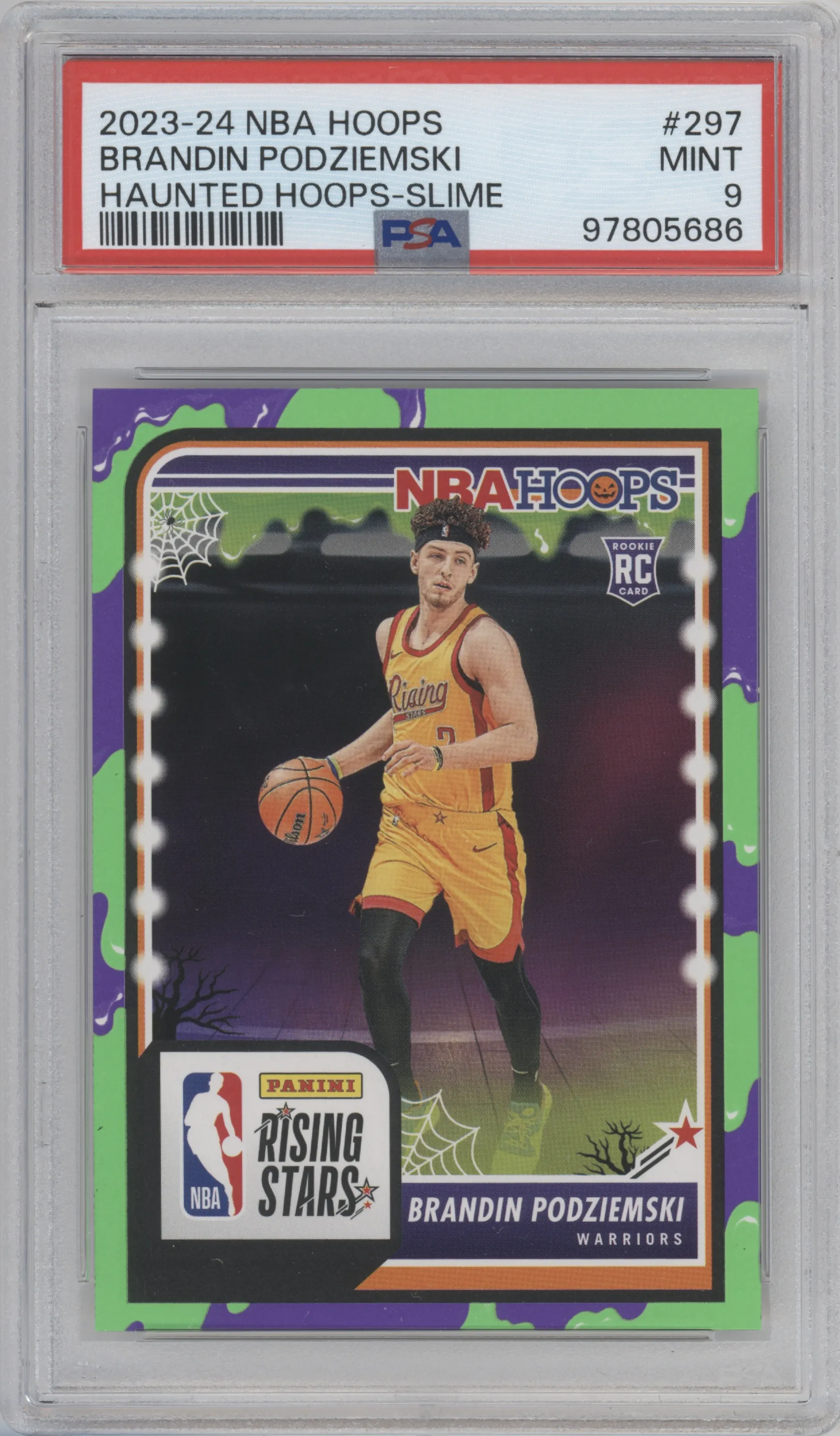 2023 Panini Haunted Hoops Rising Stars Brandin Podziemski Slime #297 PSA 9